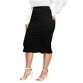 thumbnail image 4 of POSESHE Women's Plus Size Pencil Skirt For Work, Black Office Skirts For Women, Fashion Ruffle-Trim Business Skirts, 4 of 5