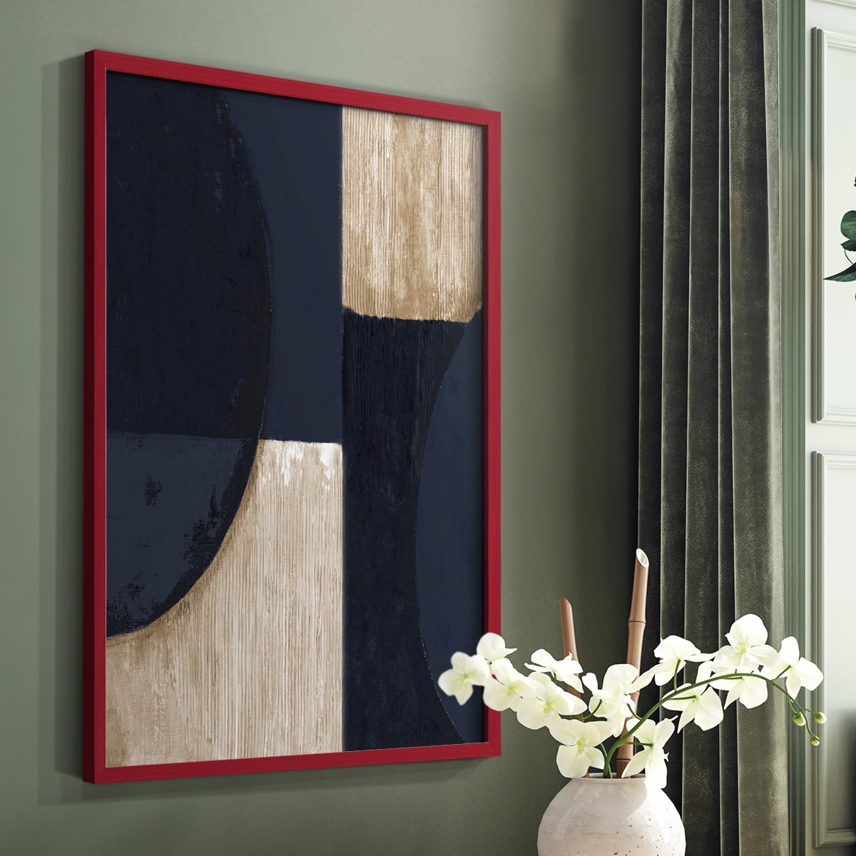 Navy Reflections in Red Solid Wood 11 x 14 Framed Print