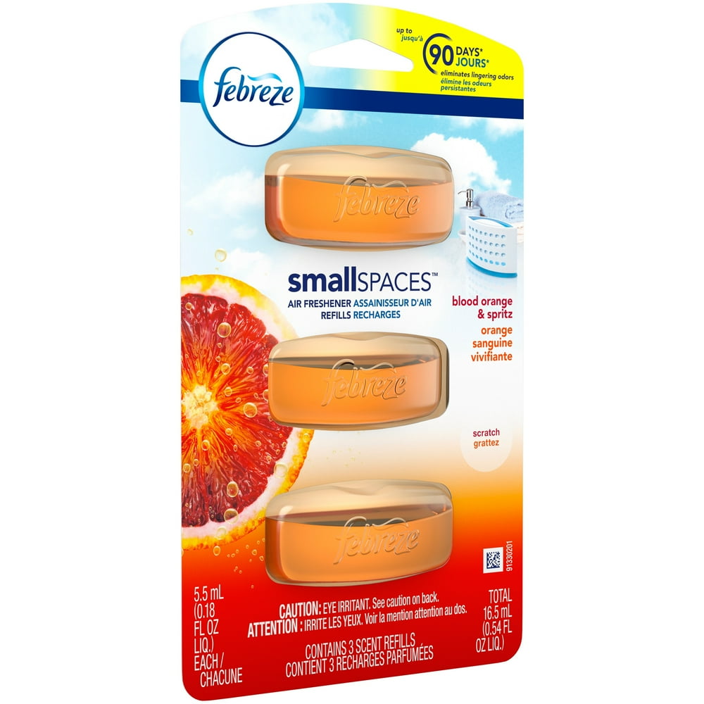 Febreze Small Spaces Air Freshener Refills, Blood Orange & Spritz, 3