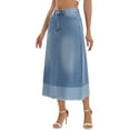 thumbnail image 4 of INSPIRE CHIC Women's Denim Maxi Skirt High Waist 2025 Spring A Line Panel Hem Long Jean Skirts S Light Blue, 4 of 6