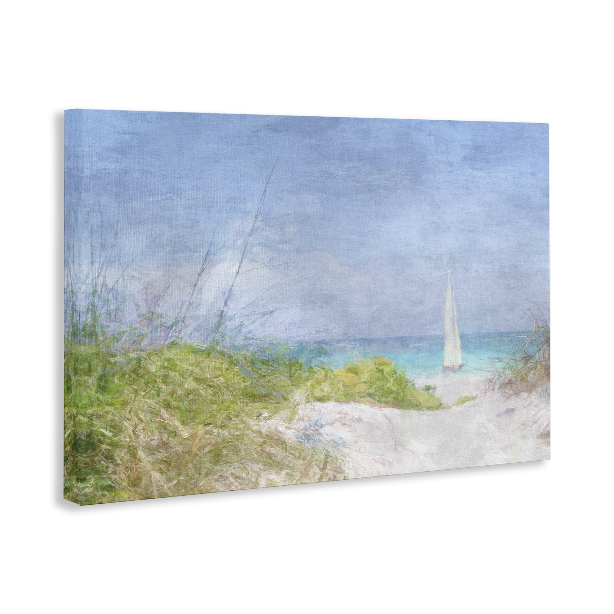 Stupell Industries Solitary Yacht Seascape Coastal Painting Gallery Wrapped Canvas Art Print Wall Art, 36 x 24