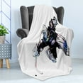 thumbnail image 4 of Hockey Soft Flannel Fleece Throw Blanket, Goalkeeper Hand Drawn Style Protective Gear in a Competitive Game, Cozy Plush for Indoor and Outdoor Use, 50" x 70", Purple Black White, by Ambesonne, 4 of 5