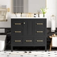 thumbnail image 3 of Euroco 36'' Bathroom Vanity with Resin Sink Combo, Solid Wood Frame Bathroom Storage Cabinet, Freestanding Vanity Set with 5 Drawers& Soft Closing Doors (Same as N710S136002B+SW000142AAB ), 3 of 9