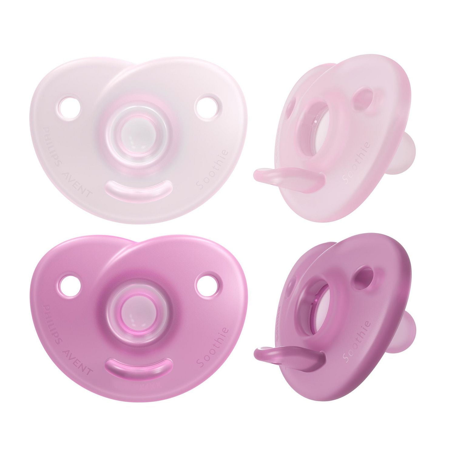 Suce Philips Avent Soothie Heart, 0-3 mois, rose/mauve, emb. de 4, SCF099/42