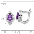 thumbnail image 4 of Auriga Fine Jewelry 925 Sterling Silver Rhod-plated 2.02Amethyst/White Topaz Oval Hinged Drop Earrings for Women, 4 of 4