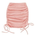 thumbnail image 1 of Falda corta ajustada con cordón lateral para mujer, elástica, fruncida, color rosa, L, 1 of 6