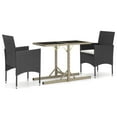 thumbnail image 2 of vidaXL Garden Dining Set 3 Piece Outdoor Patio Dinner Seating Multi Colors, 2 of 12