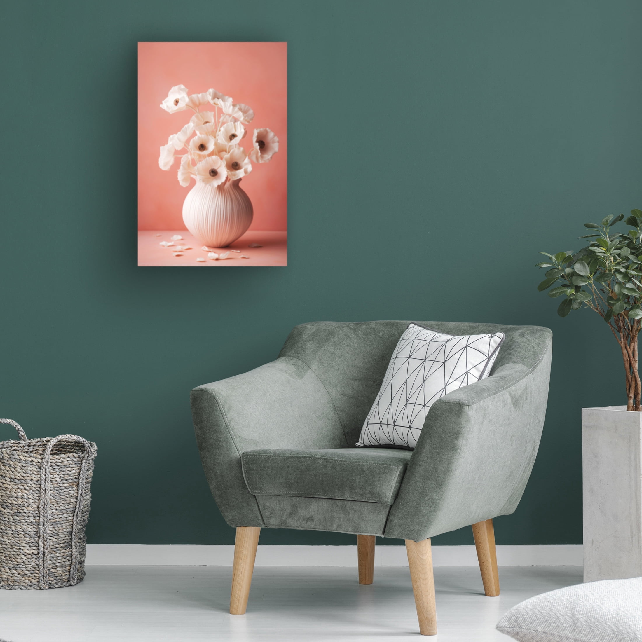 Trademark Fine Art Treechild  White Poppy On Coral Background Canvas Wall Art