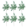 thumbnail image 1 of 6 piezas de ramas cortas de pino y ciprés de imitación realistas, hojas de ciprés artificiales, ramas cortas para decoración de bodas, fiestas y hogar, color verde., 1 of 7