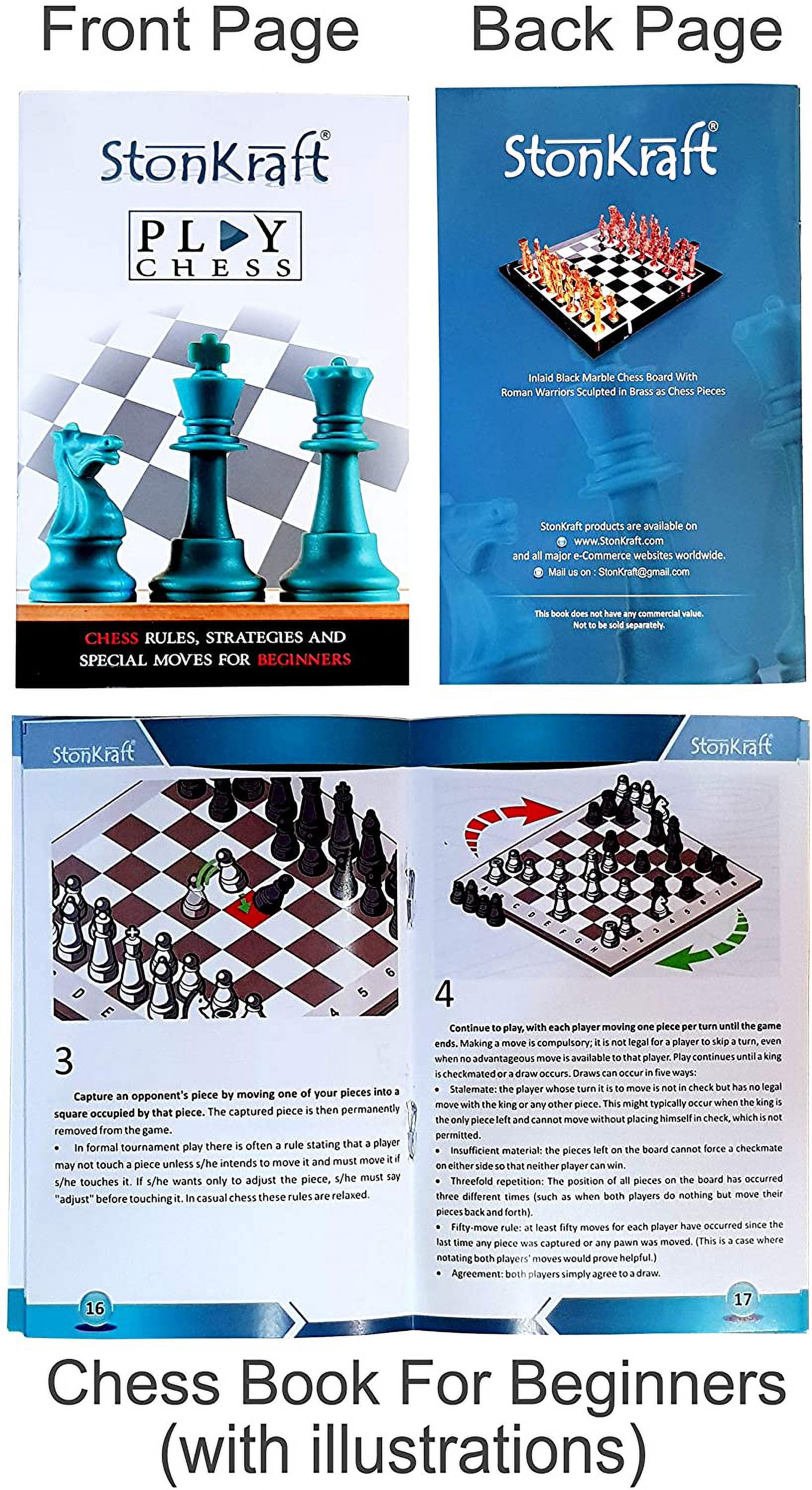 StonKraft 12" x 12" Collectible Wooden Drawer Chess Game Board Set + Wooden Crafted Chess Pieces - Flat Chess Board with Drawer