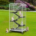 thumbnail image 5 of 52 Inch Multi Level Rolling Pet Cage for Ferrets Chinchillas Squirrels Rabbits with Water Bottle, Durable Metal Frame and Slide Out Tray, White, 5 of 5