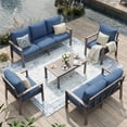 thumbnail image 2 of UDPATIO Aluminum Patio Furniture Set, Contemporary Outdoor Couch Set, Aluminum Patio Conversation Set, Blue, 2 of 11