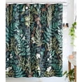 thumbnail image 2 of Moody Black Botanical Shower Curtain Vintage Floral Aesthetic Bathroom Decor, Dark Cute Plant Herb Wildflowers Green Leaves Fabric Shower Curtain Set, Spring Summer Themed Bathroom Curtain, 2 of 6