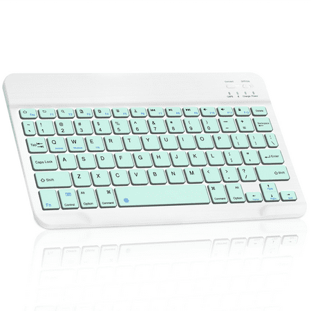 Ultra-Slim Bluetooth rechargeable Keyboard for Motorola Moto Tab G70 and all Bluetooth Enabled iPads, iPhones, Android Tablets, Smartphones, Windows pc - Teal