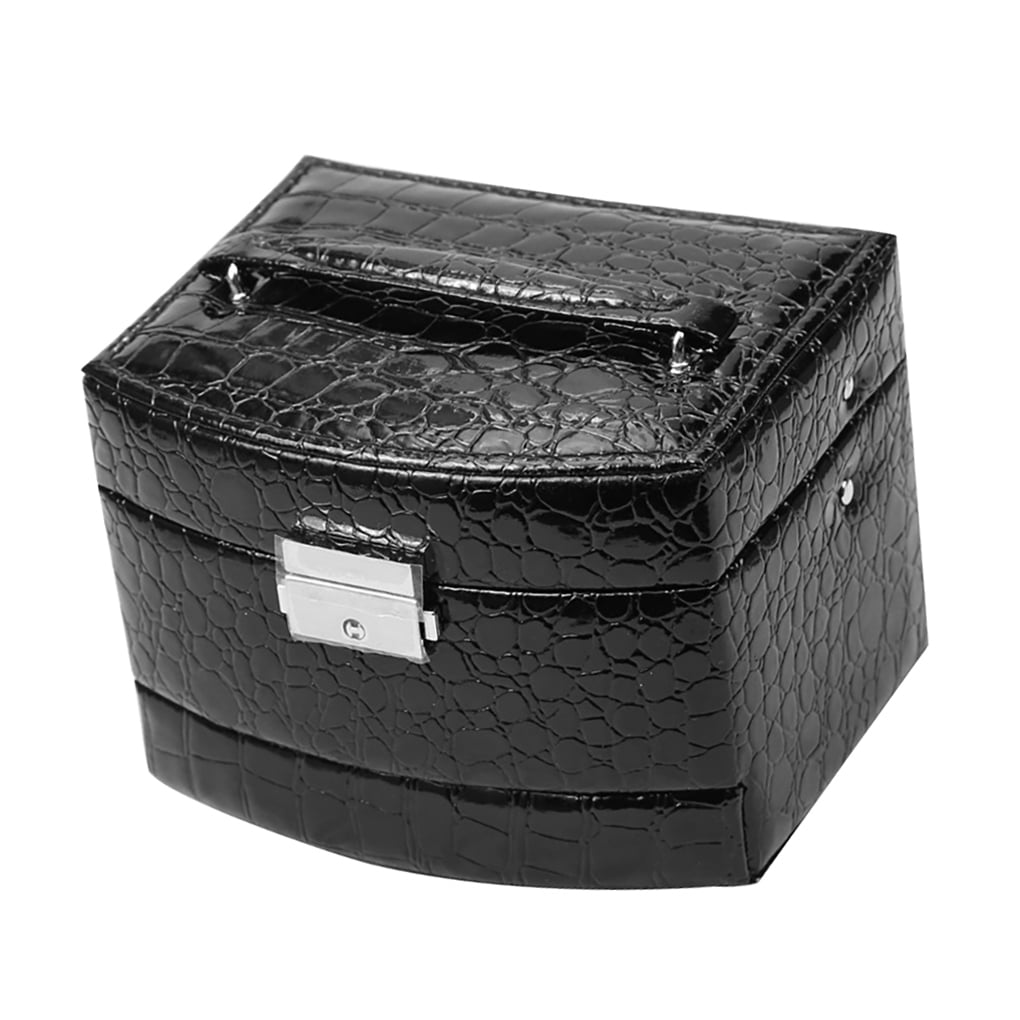 Thinsont Jewelry Box Organizer 3 Layer Faux Leather Necklace Earrings  Display Storage Case Black - Walmart.com