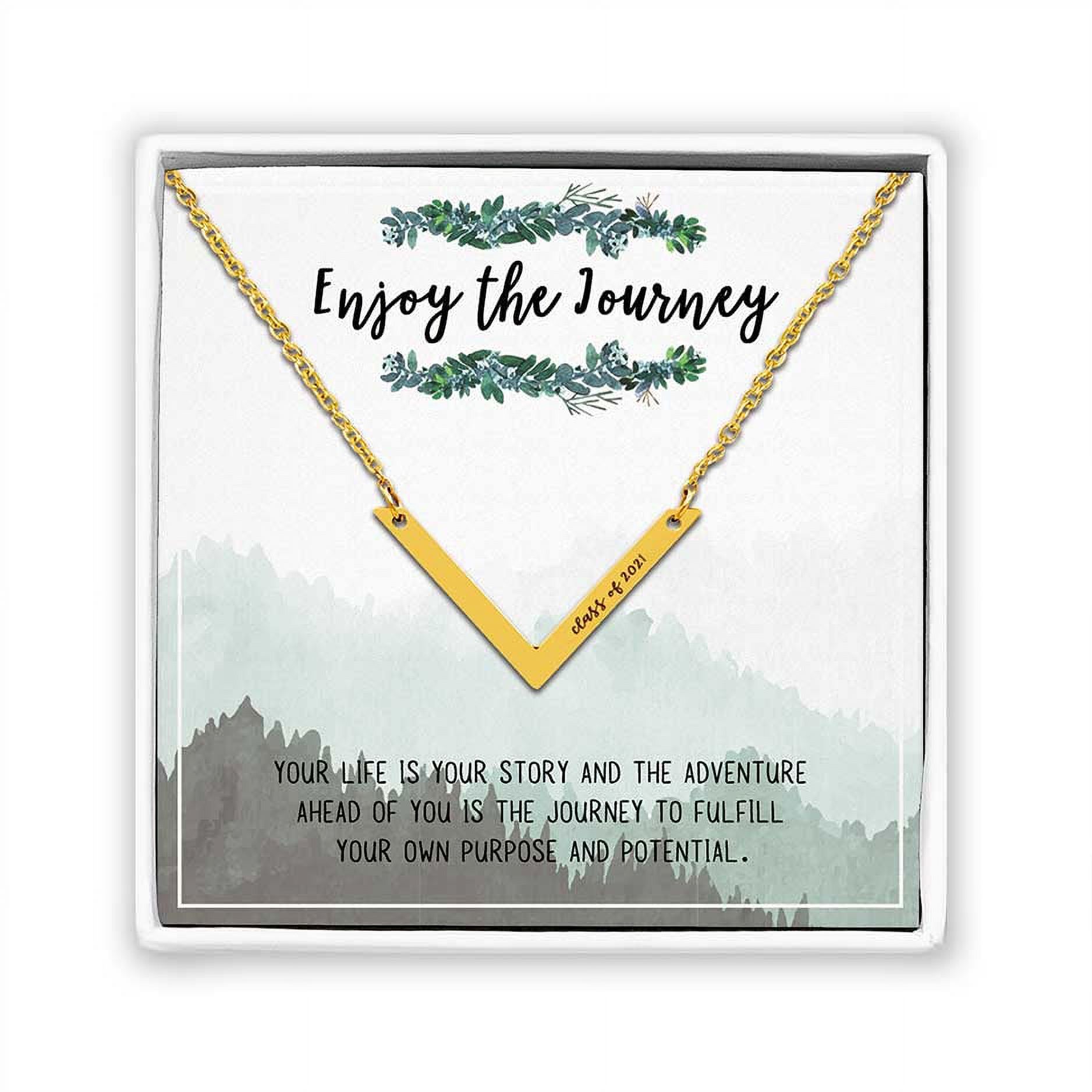 Anavia College Graduation Gift for Her, Graduation Gift for Best Friend, Graduation Card Gift for Her, High School Graduation Gift for Daughter, Stainless Steel [Gold V 18" Chain]