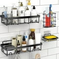 thumbnail image 3 of AYktou Bathroom Organizers and Storage-Shower Caddy with Hooks,Bathroom Accessories Kitchen Storage,Rust-Proof Stainless Steel Shower Organizer Bathroom Shelves with Adhesives,Shower Caddy Hanging, 3 of 4