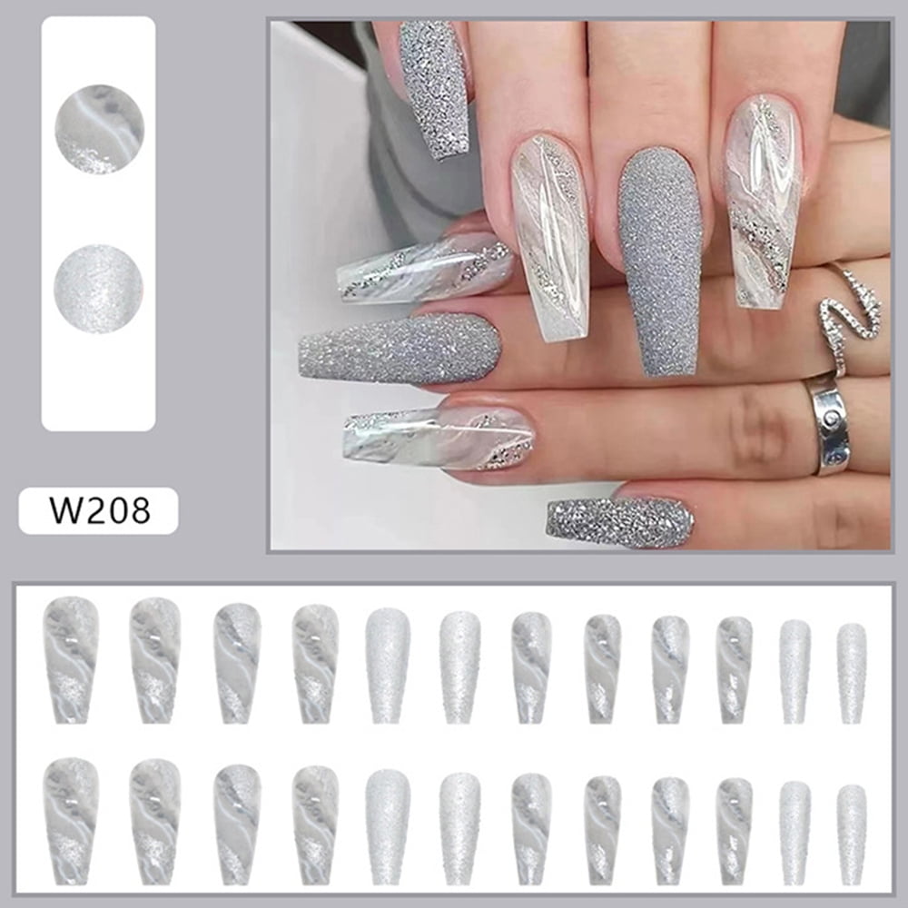 white glitter french tips💕 perfect for prom nails!! | Instagram