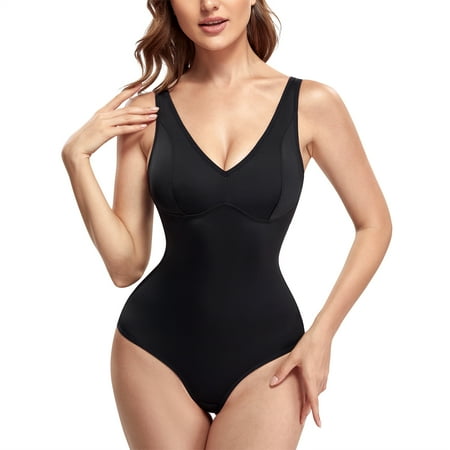 

Junlan Women s Bodysuit Shapewear Scoop Neck Fajas Waist Trainer Tummy Control Jumpsuit Tops Leotard Vest(Black 2XL)