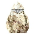 thumbnail image 4 of XDDLITP Camo Hoodies for Girls Kids Maple Leaf Graphic Long Sleeve Sweatshirts Oversize Drop Shoulder Cute Pullover with Pockets,Yellow 150, 4 of 6