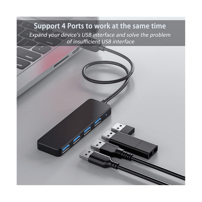 4 Ports USB Hub, USB 3.0 Hub USB Splitter USB Expander for Laptop, Flash  Drive, HDD, Console, Printer, Camera,Keyboard 