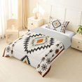 thumbnail image 2 of Homewish Bohemian Geometric Rhombus Twin Comforter Sets,Boho Exotic Style Bedding Set,Beige,Light Gray Reversible,2 Pieces,1 Comforter and 1 Pillowcase, 2 of 7