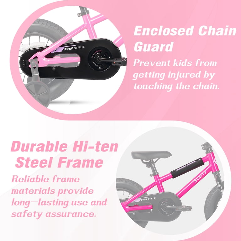 BMX Style Kids Bike For Ages 2-8 - 12, 14, 16 Inch Bicycles With Training Wheels & Coaster Brake