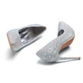 thumbnail image 4 of Zhabtuc Women High Heels Sexy Rhinestone Heel Pumps Pointed Toe Stiletto Slip On High Heel Party Prom Shoes Silver Size 10, 4 of 5