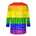 thumbnail image 6 of Xdegoge T-Shirt for Women Crewneck 3/4 Sleeve Casual Pastel Gradient Rainbow Striped Pattern Loose Fit Soft Flowy Breathable Modern Aesthetic Daily Spring Fashion Tops, 6 of 6