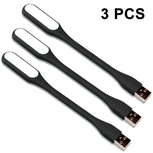 3Pack Mini USB LED Light Lamp, USB Light for Laptop Computer Keyboard, Flexible Reading Light, USB Powered LED Light, Portable USB Laptop Light Black