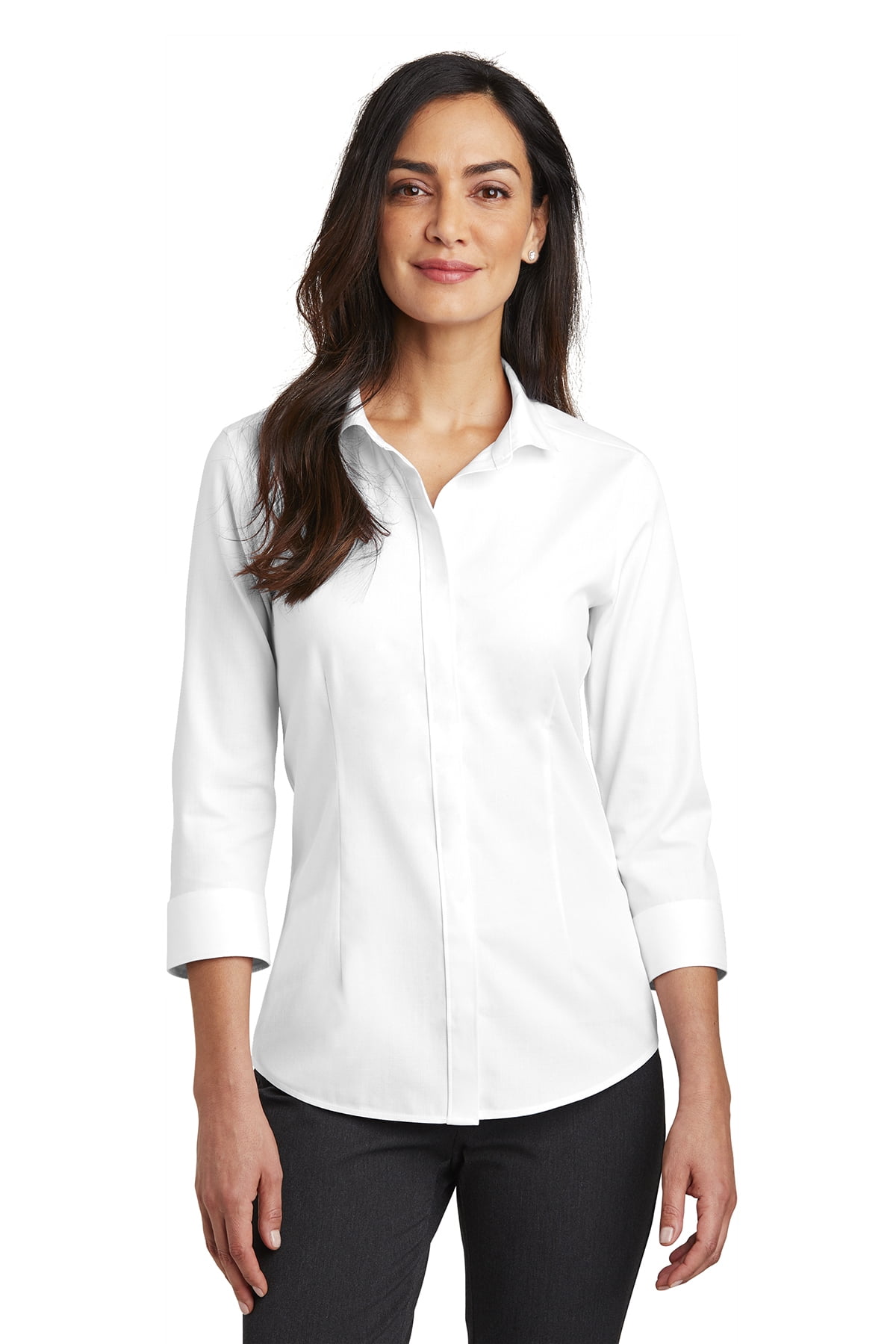 red shirt white collar womens