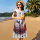 thumbnail image 4 of Balery White Red Cat Couple Vestidos sueltos de manga corta para mujer, vestidos de verano 2025, vestidos casuales de corte A con vuelo., 4 of 6