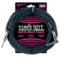Ernie Ball 25 ft Braided Instrument Cable, Straight/Angle, Blue & Black