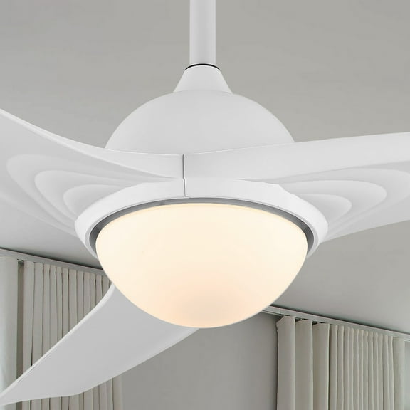 Open Box JONATHAN Y Sully 52" 1-Light Contemporary Industrial Iron/Plastic Mobile-App/Remote-Controlled 6-Speed Propeller Integrated LED Ceiling Fan, White/White