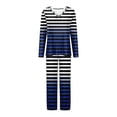 thumbnail image 4 of Zpanxa Womens Pajama Sets 2 Piece Casual Lounge Sets Solid Color Long Sleeve Top Pants Pajama Set Print Pj Sets Sleepwear Blue B L, 4 of 5