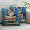 thumbnail image 3 of Creowell Watercolor Animal Pillows Farmhouse Decorative Lively Owl Read Books Pillow Cover Square Cushion Cover Pillowcase for Kids Room Chair, 3 of 5