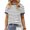 Blue, variant on Langwyqu Summer Short Sleeve Stripe T Shirt Women Casual Round Neck Tops
