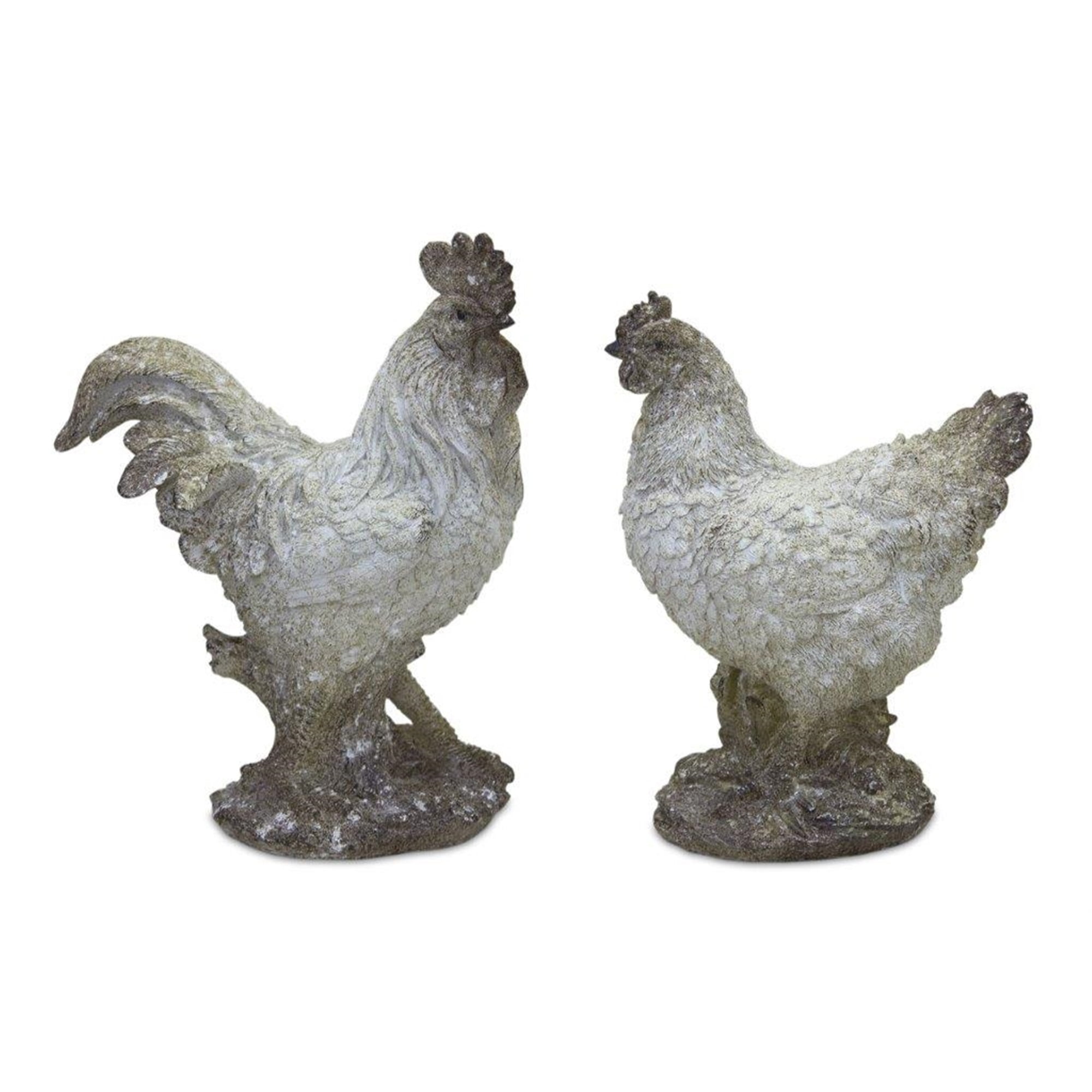 Chicken and Rooster (Set of 2) 9.5"H, 10.75"H Resin