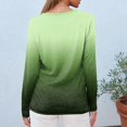 thumbnail image 4 of WTOBBY Women's Gradient Print Hem Slit Casual Long Sleeve Round Neck Top Fashionable Design Comfort Fit Ombre Style Lightweight Material Daily Outfit Essential for US Market,Green XL, 4 of 5