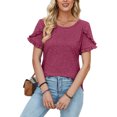 thumbnail image 1 of Avamo Hauts d'Été pour Femmes T-shirt Col Rond Manches Courtes T-shirt Confortable Chandail de Travail Violet G, 1 of 4