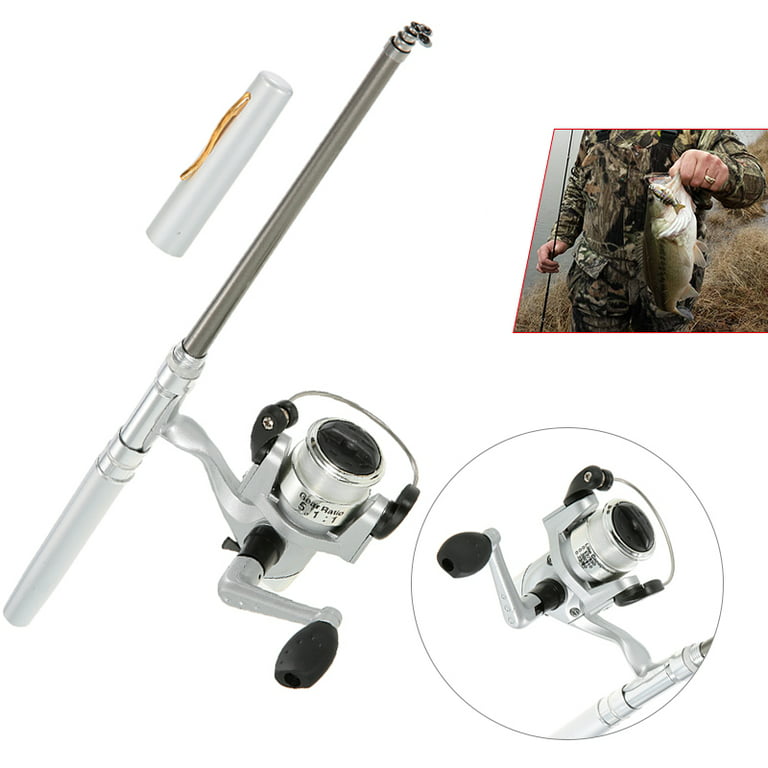 1Set Pen Fishing Rod + Reel, Pocket Fish Pen Shape Aluminum Alloy Fishing  Rod Pole Reel Combos 