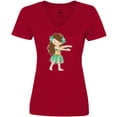 thumbnail image 3 of Inktastic Brown Haired Hula Girl Women's V-Neck T-Shirt, 3 of 5