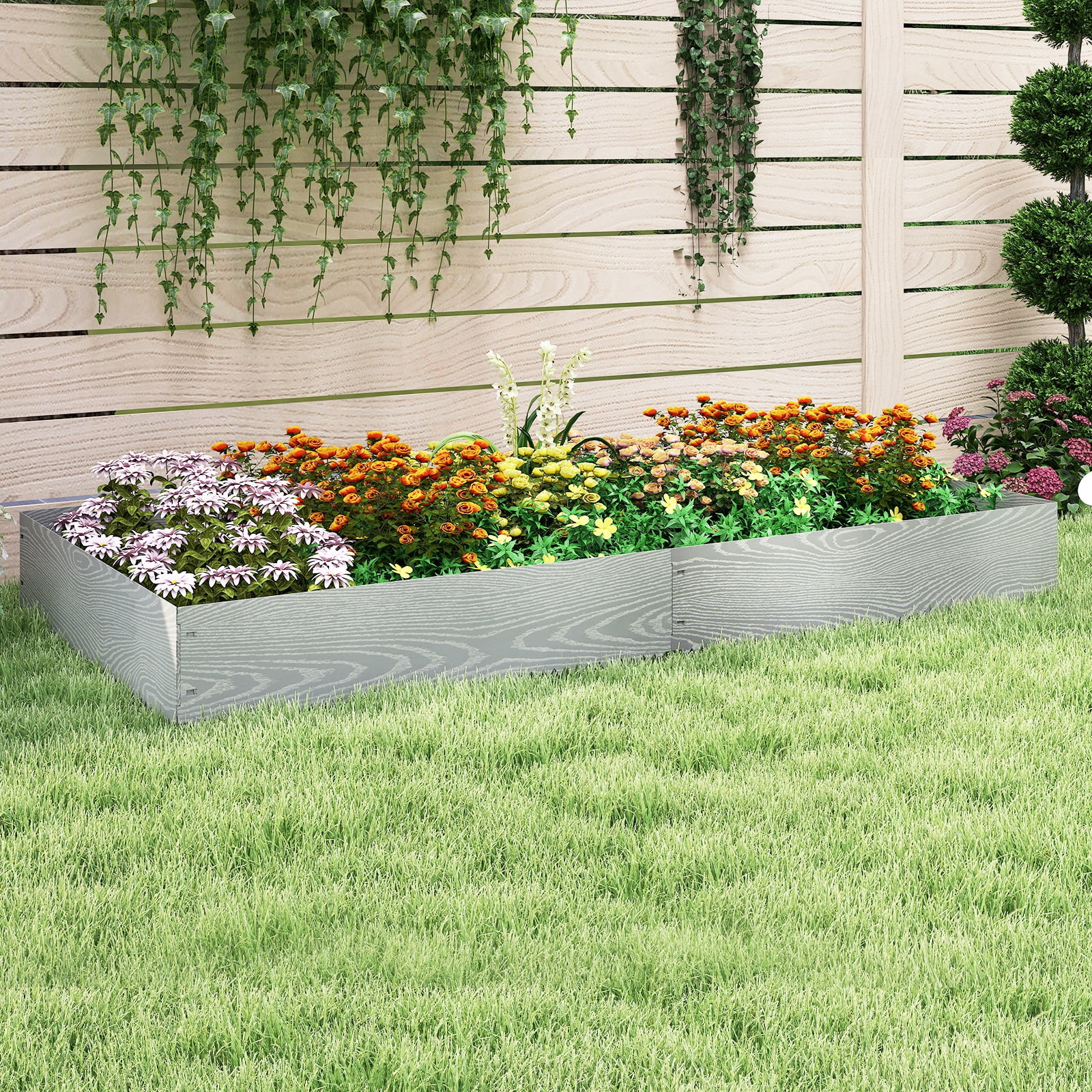 Gymax 6-Pack 20 FT Galvanized Metal Landscape Edging Heavy-Duty Metal Patented Garden Border