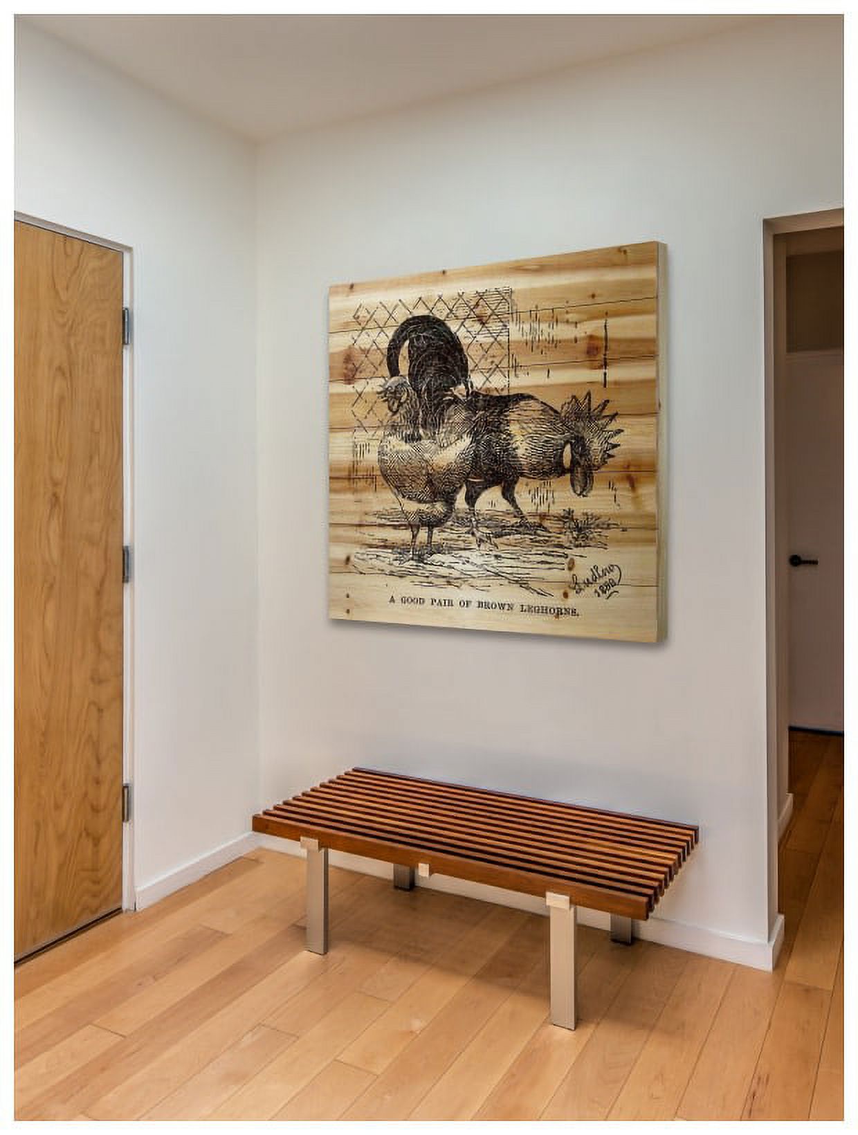 Marmont Hill "Brown Leghorns" Painting Print on Natural Pine Wood