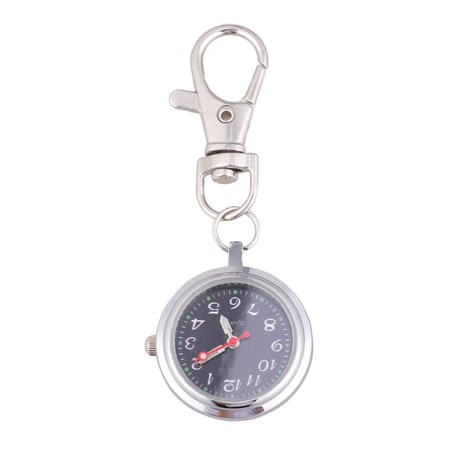 SHISUYAN Keychain Pocket Watch Quartz Watch Large Number Couples Watch for Children Men Couples (Black)