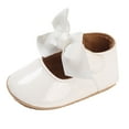 thumbnail image 3 of Quealent Baby Mary Jane Flats for Girls with Bowknot Cotton Anti Skid Sole Infant First Walker Princess Dress Crib Wedding Shoes White for Size 11, 3 of 9