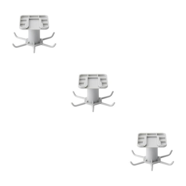 Transemion 1/2/3/5 Kitchen Hanger Self-adhesive Replacement Solid Color Rotatable 6 Claw Detachable Cup Brush Rack Holder Accessories Grey 3PCS