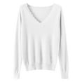thumbnail image 4 of IMENGL Women's spring solid short lace v neck pullover, White 2XL, Size M-2XL, 4 of 4