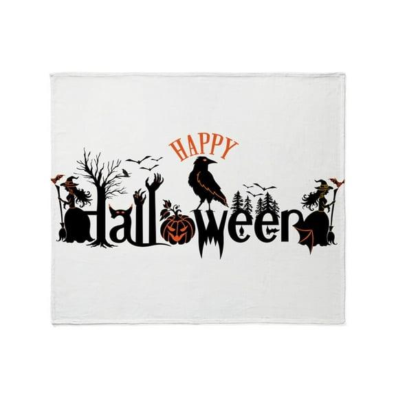 CafePress - Happy Halloween Black & Orange Spook Throw Blanket - Soft Fleece Throw Blanket, 50"x60" for All Ages