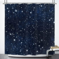 JOOCAR Dark Blue Starry Night Shower Curtain (No Glitter) for Bathroom Decor 72Wx72H inch